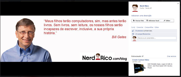 Postagem sobre frase de Bill Gates